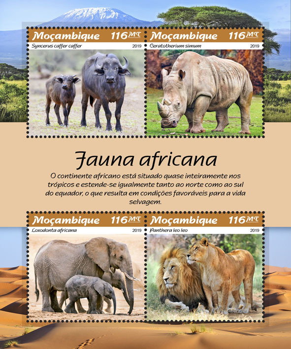African fauna - Issue of Mozambique postage Stamps