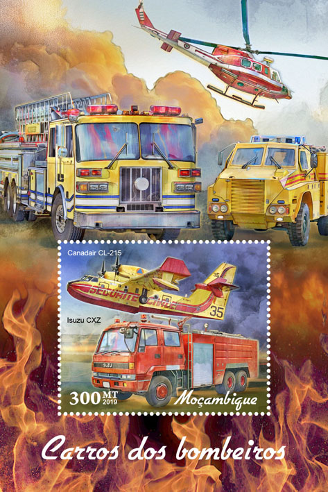 Fire engines - Issue of Mozambique postage Stamps