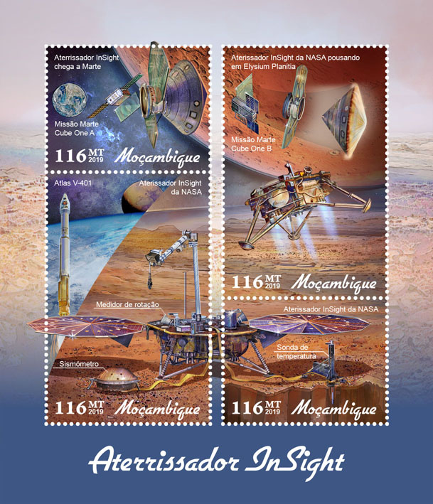 Insight lander - Issue of Mozambique postage Stamps
