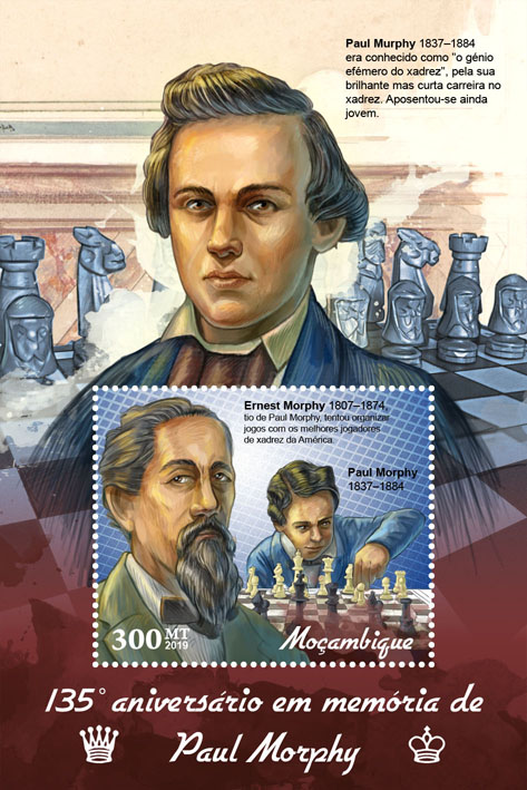 Paul Morphy - Issue of Mozambique postage Stamps