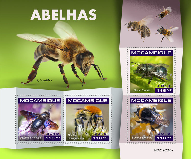 Bees - Issue of Mozambique postage Stamps