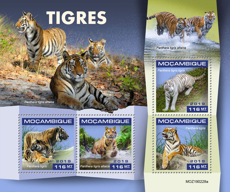 Tigers - Issue of Mozambique postage Stamps