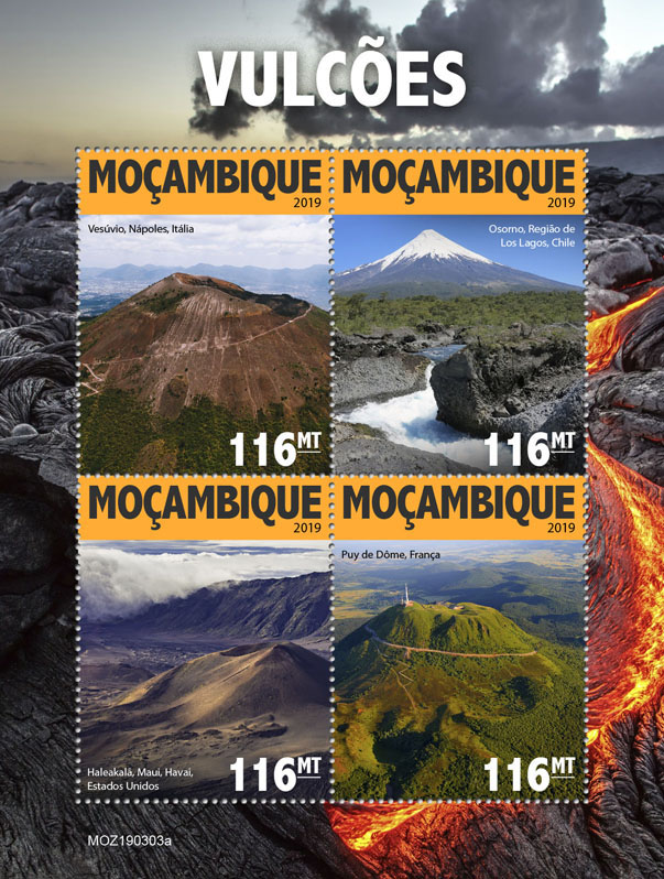 Volcanoes - Issue of Mozambique postage Stamps