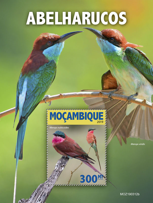 Bee eaters - Issue of Mozambique postage Stamps