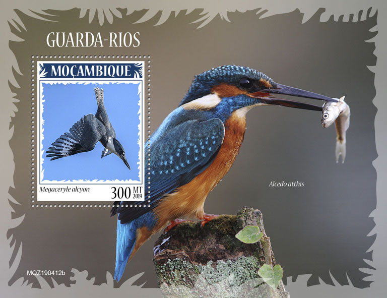 Kingfishers - Issue of Mozambique postage Stamps
