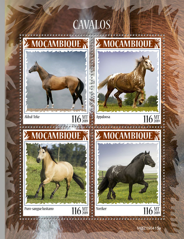 Horses - Issue of Mozambique postage Stamps