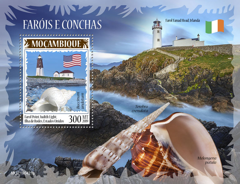 Lighthouses and shells - Issue of Mozambique postage Stamps