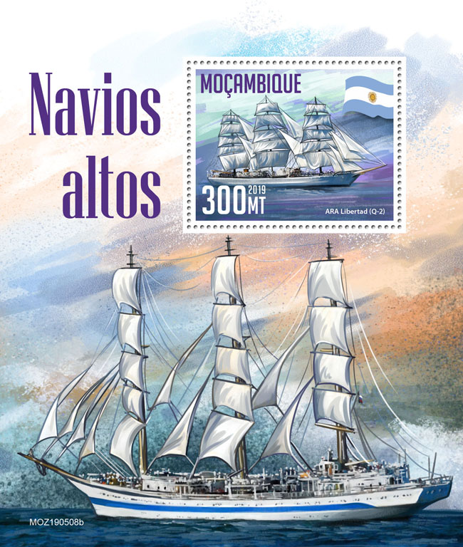Tall ships - Issue of Mozambique postage Stamps