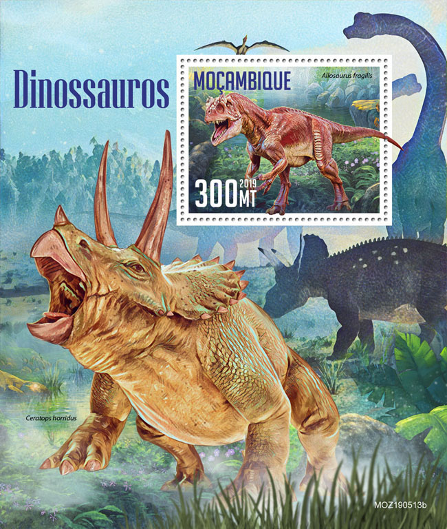Dinosaurs - Issue of Mozambique postage Stamps
