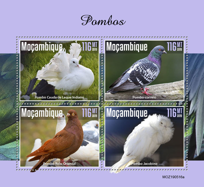 Pigeons - Issue of Mozambique postage Stamps