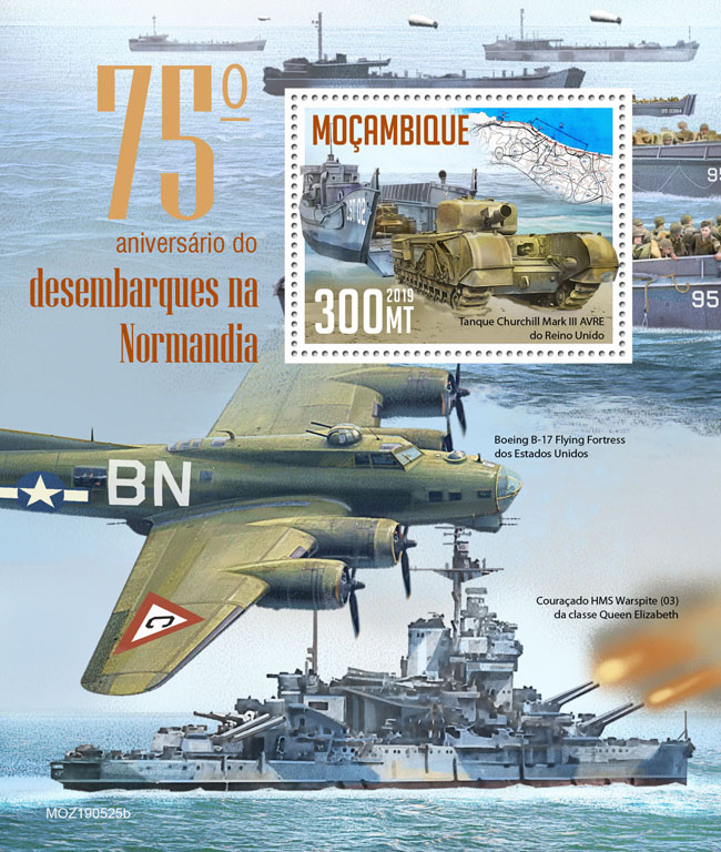 Normandy landings - Issue of Mozambique postage Stamps
