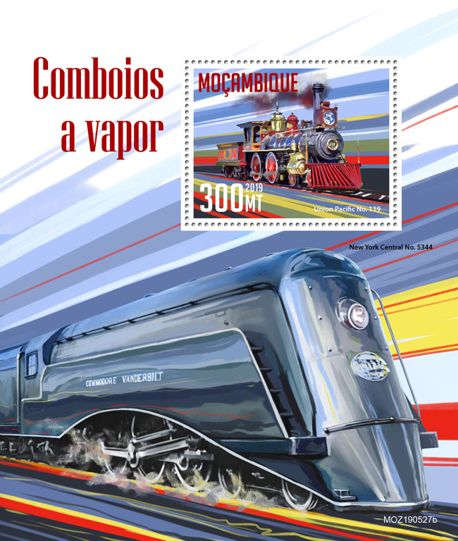 Steam trains - Issue of Mozambique postage Stamps